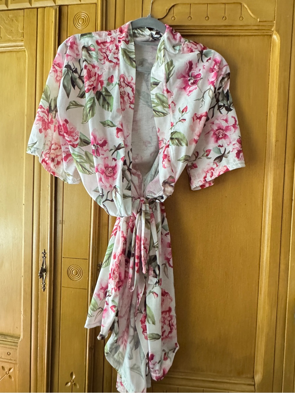 Show Me Your Mumu Floral Robe OS Pink Rose Kimono Tie Waist Bridal Honeymoon